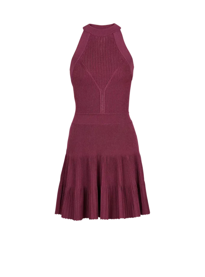 Ärmelloses, ausgestelltes Kleid aus durchbrochenem Strick Ärmelloses, ausgestelltes Kleid aus durchbrochenem Strick