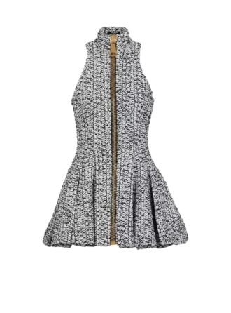 Ärmelloses, ausgestelltes Tweedkleid