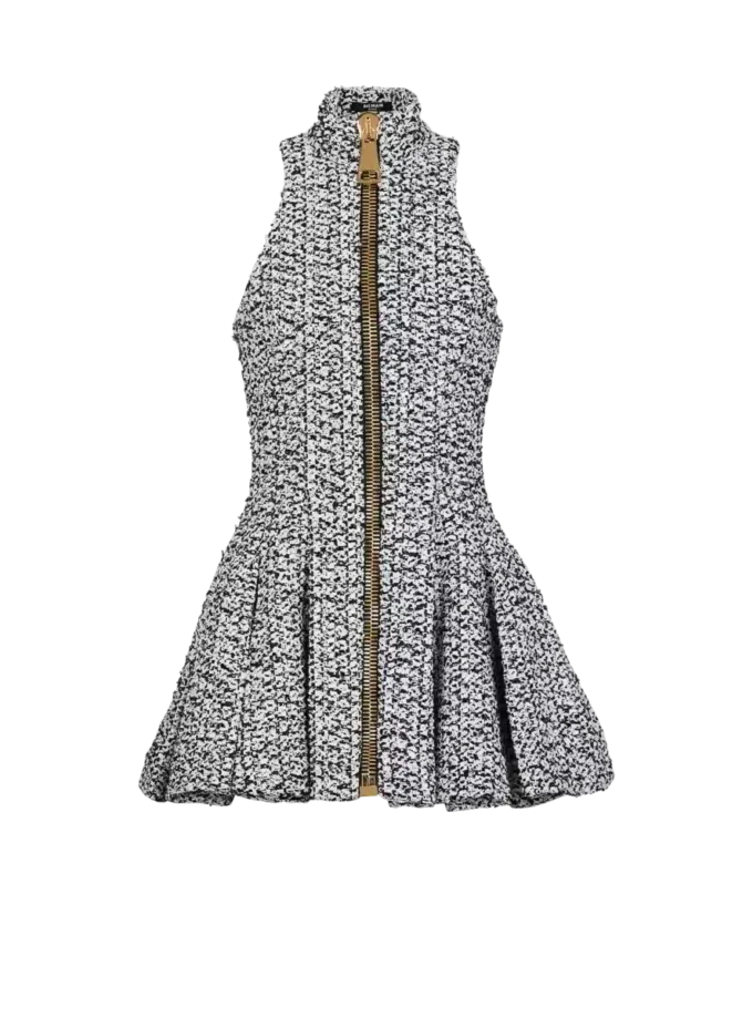 Ärmelloses, ausgestelltes Tweedkleid Ärmelloses, ausgestelltes Tweedkleid