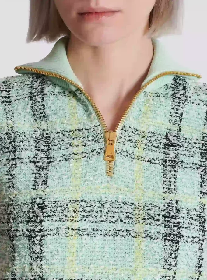 Ärmelloses Oberteil aus kariertem Tweed Ärmelloses Oberteil aus kariertem Tweed