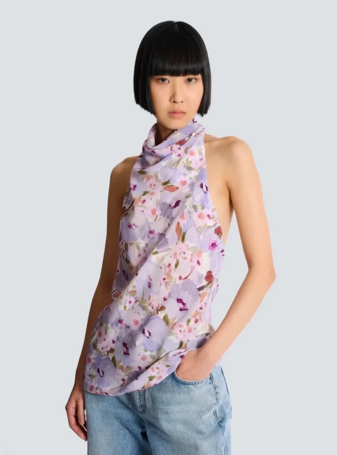 Ärmelloses Oberteil mit Poppy Flower-Print Ärmelloses Oberteil mit Poppy Flower-Print