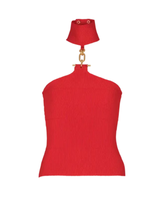 Ärmelloses Strickoberteil mit verzierten Details