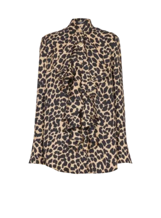 Rüschenbluse mit Leopardenmuster
