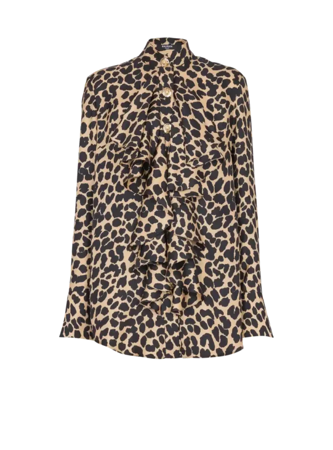 Rüschenbluse mit Leopardenmuster Rüschenbluse mit Leopardenmuster