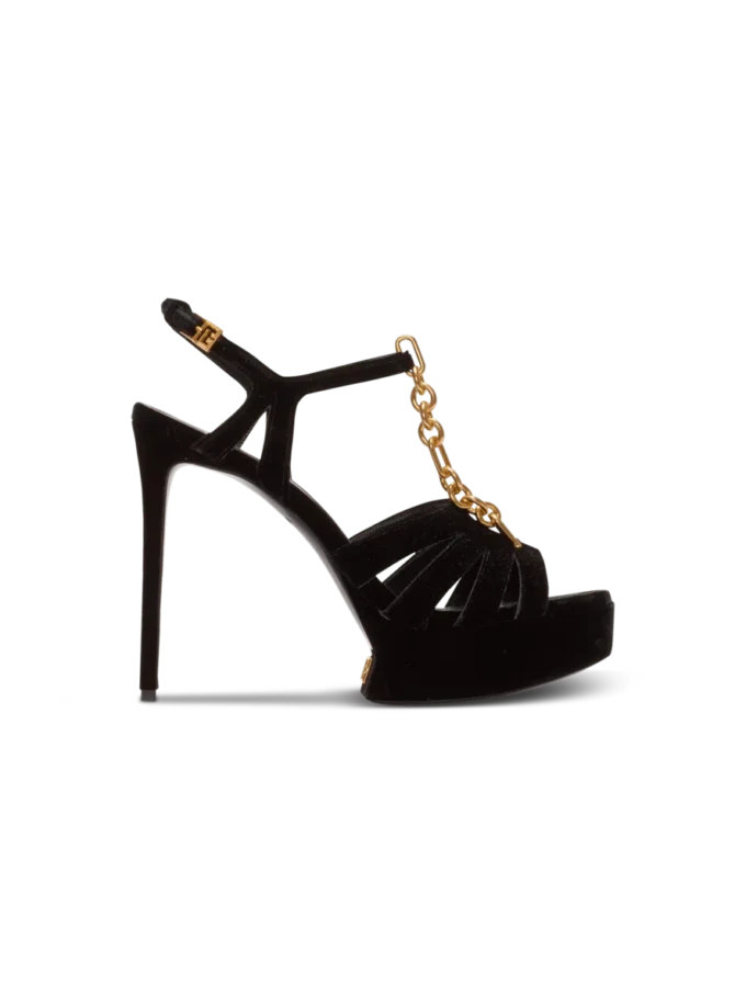 Samt-Plateausandalen Sync