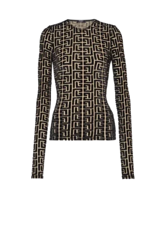 Samtbluse mit Monogramm
