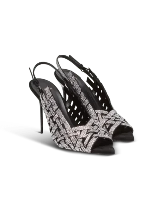 Sandalen aus Wildleder mit Fransen und Strasssteinen