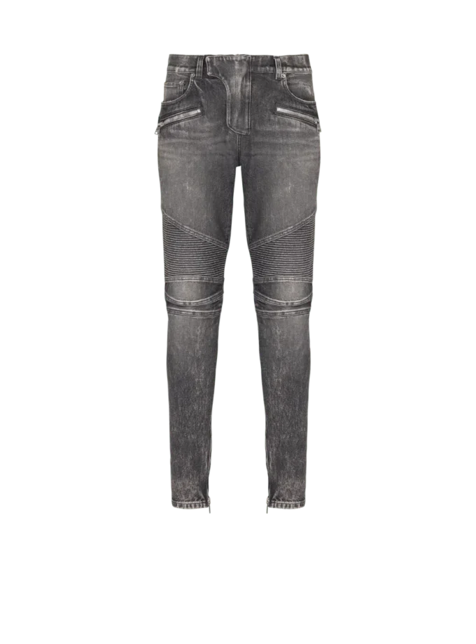 Schmal geschnittene Bikerhose aus Denim Schmal geschnittene Bikerhose aus Denim