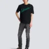 Schmal geschnittene Bikerhose aus Denim Schmal geschnittene Bikerhose aus Denim