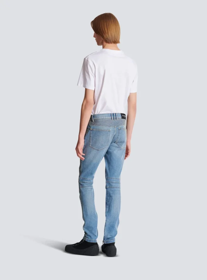 Schmal geschnittene Bikerhose aus Denim Schmal geschnittene Bikerhose aus Denim