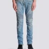Schmal geschnittene Bikerhose aus Denim Schmal geschnittene Bikerhose aus Denim