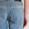 Schmal geschnittene Bikerhose aus Denim Schmal geschnittene Bikerhose aus Denim
