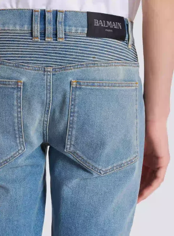Schmal geschnittene Bikerhose aus Denim Schmal geschnittene Bikerhose aus Denim