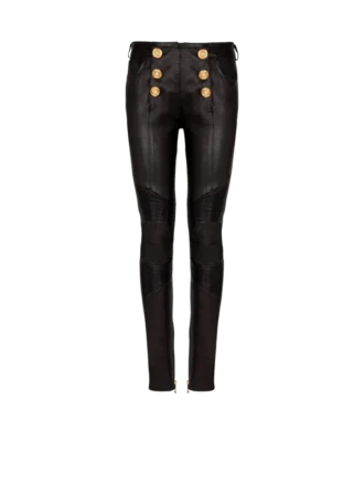 Schmal geschnittene Bikerhose aus Lammleder