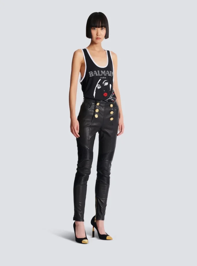 Schmal geschnittene Bikerhose aus Lammleder Schmal geschnittene Bikerhose aus Lammleder