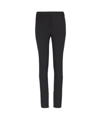 Schmal geschnittene Hose mit Reißverschluss aus Grain de Poudre