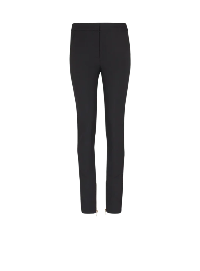 Schmal geschnittene Hose mit Reißverschluss aus Grain de Poudre Schmal geschnittene Hose mit Reißverschluss aus Grain de Poudre