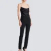 Schmal geschnittene Hose mit Reißverschluss aus Grain de Poudre Schmal geschnittene Hose mit Reißverschluss aus Grain de Poudre
