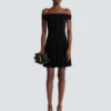 Schulterfreies Glitzer-Strickkleid Schulterfreies Glitzer-Strickkleid