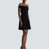 Schulterfreies Glitzer-Strickkleid Schulterfreies Glitzer-Strickkleid