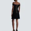 Schulterfreies Glitzer-Strickkleid Schulterfreies Glitzer-Strickkleid