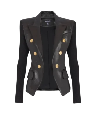 Sechs-Knopf-Strickjacke aus Lammleder Sechs-Knopf-Strickjacke aus Lammleder