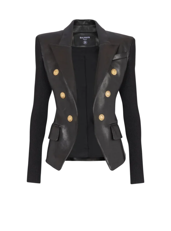 Sechs-Knopf-Strickjacke aus Lammleder Sechs-Knopf-Strickjacke aus Lammleder