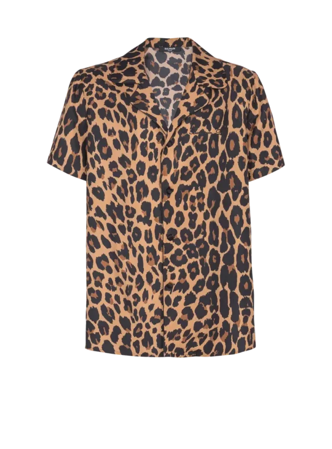 Seidenpyjamahemd mit Leopardenmuster Seidenpyjamahemd mit Leopardenmuster