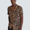 Seidenpyjamahemd mit Leopardenmuster Seidenpyjamahemd mit Leopardenmuster