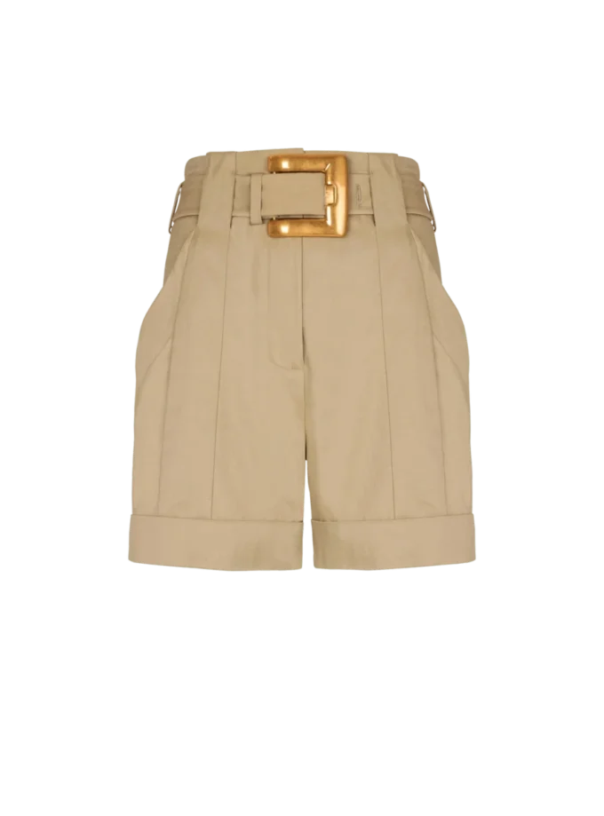 Shorts aus Baumwollgabardine mit Gürtel Shorts aus Baumwollgabardine mit Gürtel