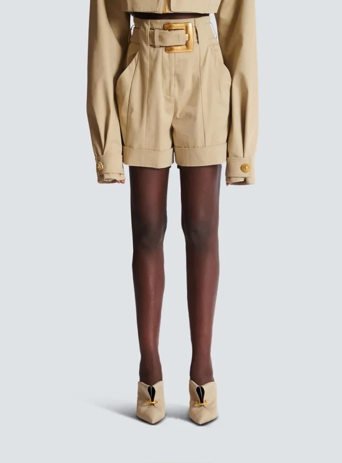 Shorts aus Baumwollgabardine mit Gürtel Shorts aus Baumwollgabardine mit Gürtel