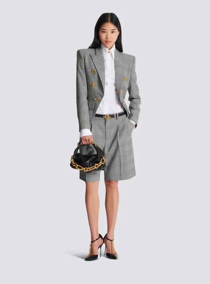 Shorts mit Abnähern und Prince-of-Wales-Karomuster Shorts mit Abnähern und Prince-of-Wales-Karomuster