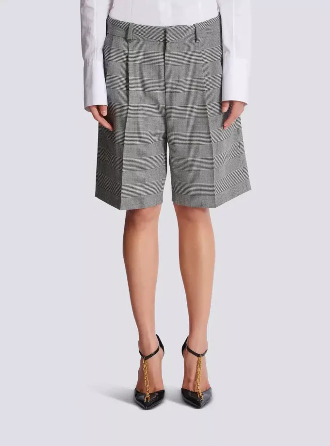 Shorts mit Abnähern und Prince-of-Wales-Karomuster Shorts mit Abnähern und Prince-of-Wales-Karomuster