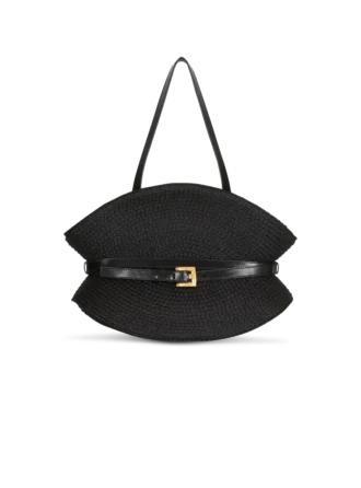Shuffle Medium Tasche aus Kalbsleder und Raffia