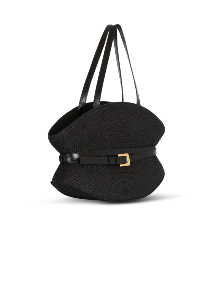 Shuffle Medium Tasche aus Kalbsleder und Raffia Shuffle Medium Tasche aus Kalbsleder und Raffia