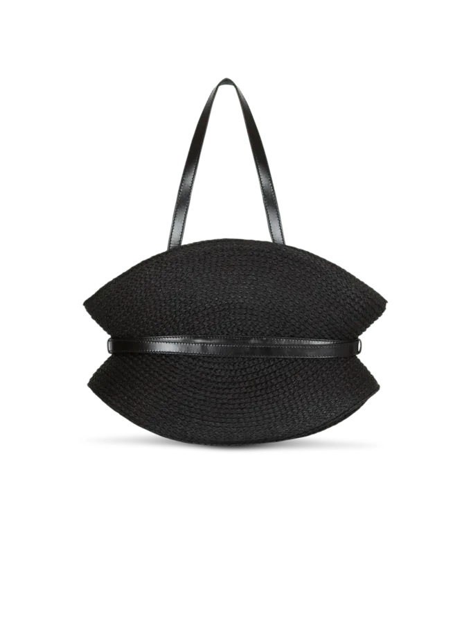 Shuffle Medium Tasche aus Kalbsleder und Raffia Shuffle Medium Tasche aus Kalbsleder und Raffia