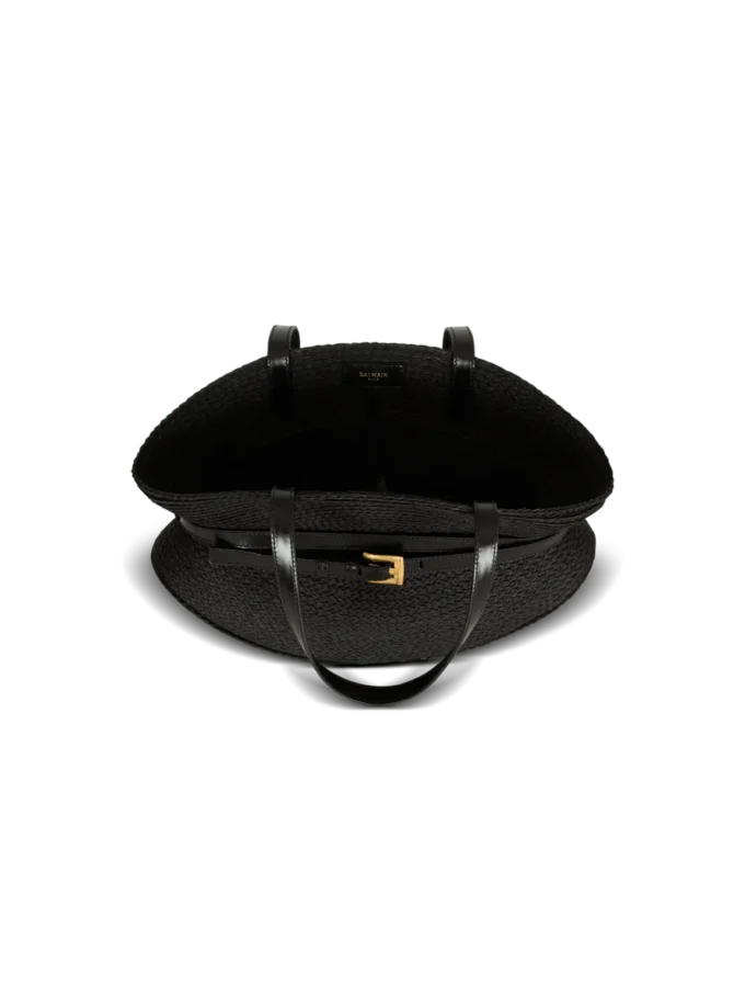Shuffle Medium Tasche aus Kalbsleder und Raffia Shuffle Medium Tasche aus Kalbsleder und Raffia