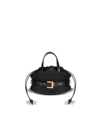 Shuffle Mini-Tasche aus Kalbsleder und Raffia