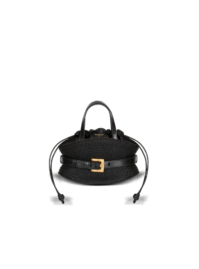 Shuffle Mini-Tasche aus Kalbsleder und Raffia Shuffle Mini-Tasche aus Kalbsleder und Raffia
