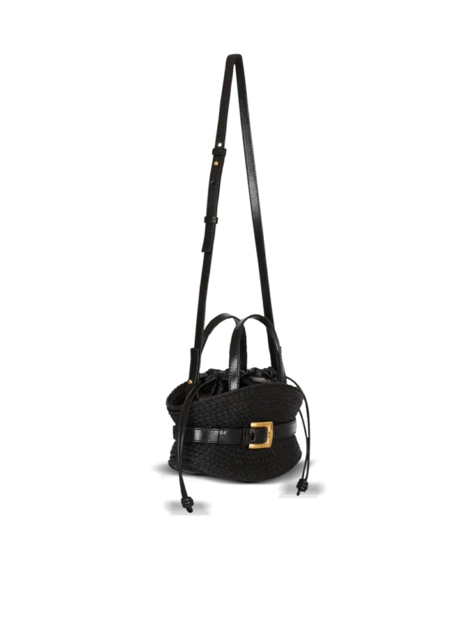 Shuffle Mini-Tasche aus Kalbsleder und Raffia Shuffle Mini-Tasche aus Kalbsleder und Raffia