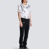 Slim-Fit-Bikerjeans aus schwarzem Denim Slim-Fit-Bikerjeans aus schwarzem Denim