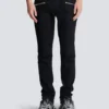 Slim-Fit-Bikerjeans aus schwarzem Denim Slim-Fit-Bikerjeans aus schwarzem Denim