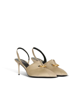 Slingbacks aus Baumwollgabardine mit Piercing
