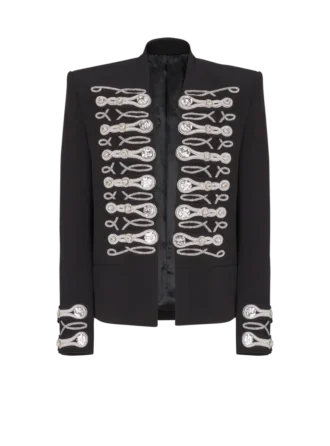 Spencerjacke aus Krepp mit gesticktem Frogging Spencerjacke aus Krepp mit gesticktem Frogging