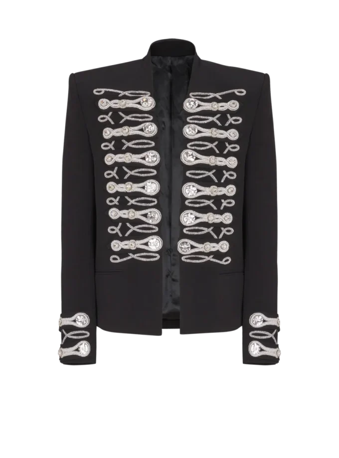 Spencerjacke aus Krepp mit gesticktem Frogging