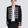 Spencerjacke aus Krepp mit gesticktem Frogging