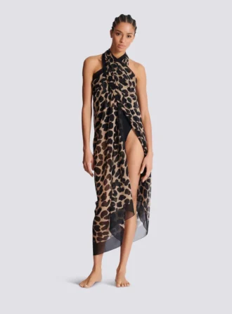 Strandwickelkleid mit Leopardenmuster