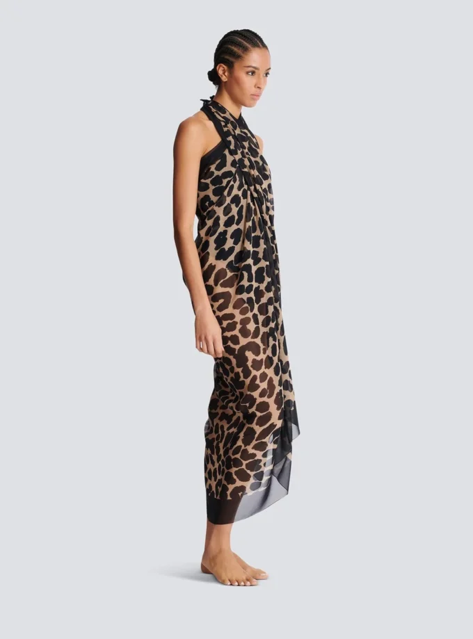 Strandwickelkleid mit Leopardenmuster