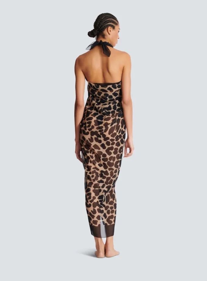 Strandwickelkleid mit Leopardenmuster