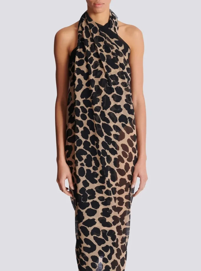 Strandwickelkleid mit Leopardenmuster